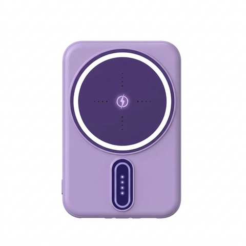 High-Capacity 5000mAh Wireless Power Bank with Fast Charging & Magnetic Battery